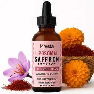 Hrvsta Saffron Supplements - 88.5 mg Saffron Extract Better Bioavailability Liposomal Drops for Mood, Energy, Vision & Focus with Ashwagandha, Turmeric, Magnesium, Zinc, Vitamin B12 & D3, 60 ml, 60 Servings