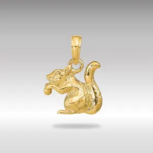 14K Gold Mini Squirrel with Nut Pendant