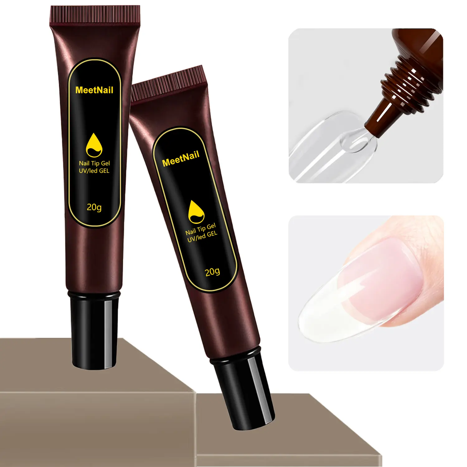 MeetNail 2Pcs*20g Uv Solid Nail Glue Gel,Gel Nail Glue for Nails Tips Solid Super Strong Gel Glues Professional Fake Acrylic Soft Nails Glue Uv Lamp Curing Handmade Press On