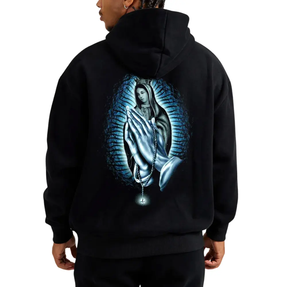 Virgen Chicano Inked Gangster Hoodie T-Shirt Sweatshirt Old School Tattoo Font Lowrider Barrio Style Brown Pride Apparel