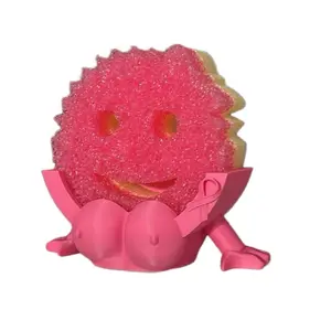 Scrub Tatas Sponge Holder 3D Printed in Many Colors Unique Design for Kitchen Quirky Fun Accessory White Variant with ribbon