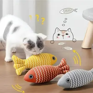 Plush Cat Fish Toy Cat Catch Catnip Toy Interactive Simulation Fish Catnip Smell Fidget Toy Stuffed Play Toy Cat Kitten