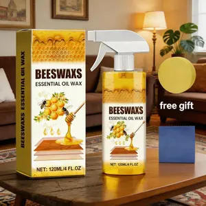 Natural Beeswax Wood Polish Spray 120ml - Furniture Restorer & Cleaner | Wood Seasoning Wax for Floors, Cabinets, Tables - Non-Greasy, Anti-Dust & Deep Protection
