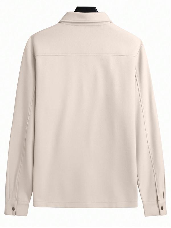 Men's Casual Shirt Jacket Coat with Button Front Closure, Spring & Fall Fashion, Fitted Warm Outerwear for Any Occasion