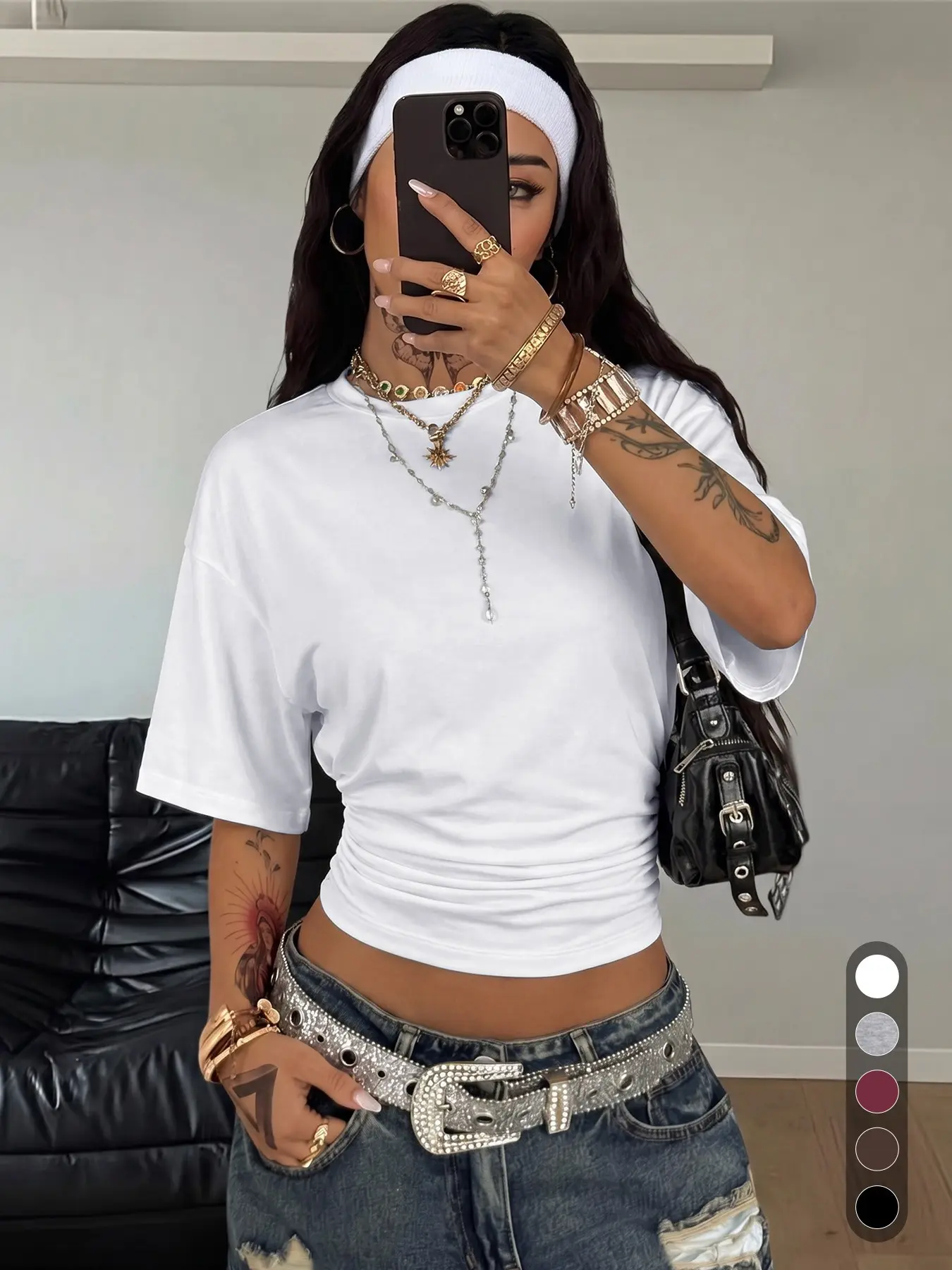 Women's Dolman Short Sleeve Cropped Top, Crew Neck Fitted Shirts, Basic Casual Pullover for All Seasons, Perfect for Going Out