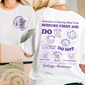 [Sale off up to 50%] Epilepsy Awareness Shirt, Awareness Is Knowing What To Do, Seizure First Aid, Wear Purple Ribbon, Epilepsy Family Support by GeniCreations