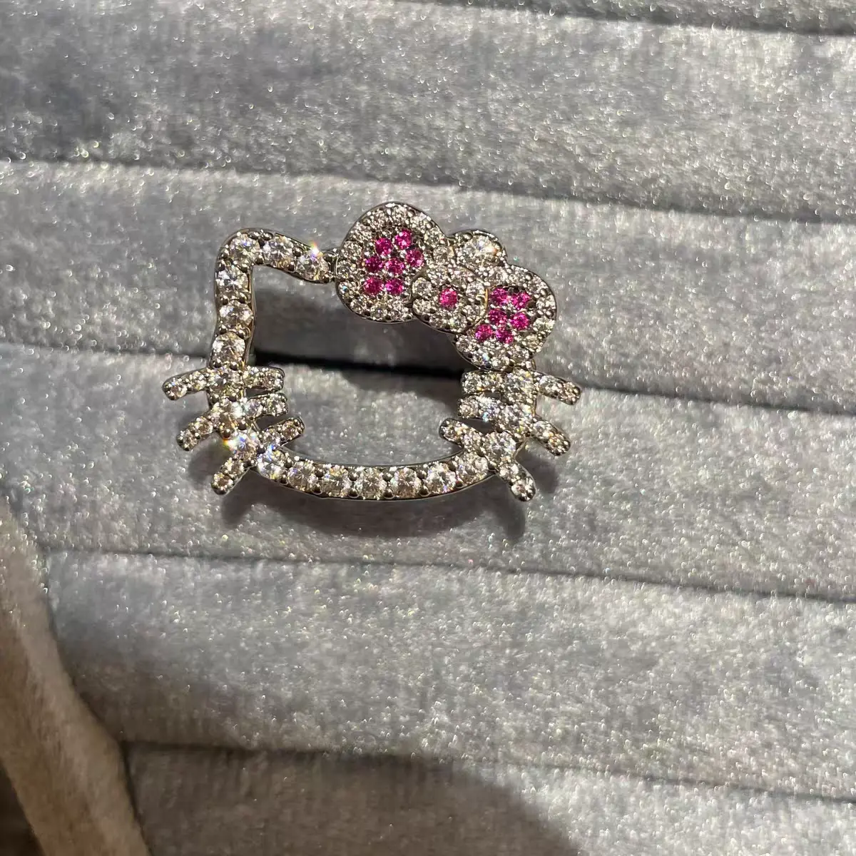 GP Silver Tone Hello Kitty Outline Eco-Diamond Ring