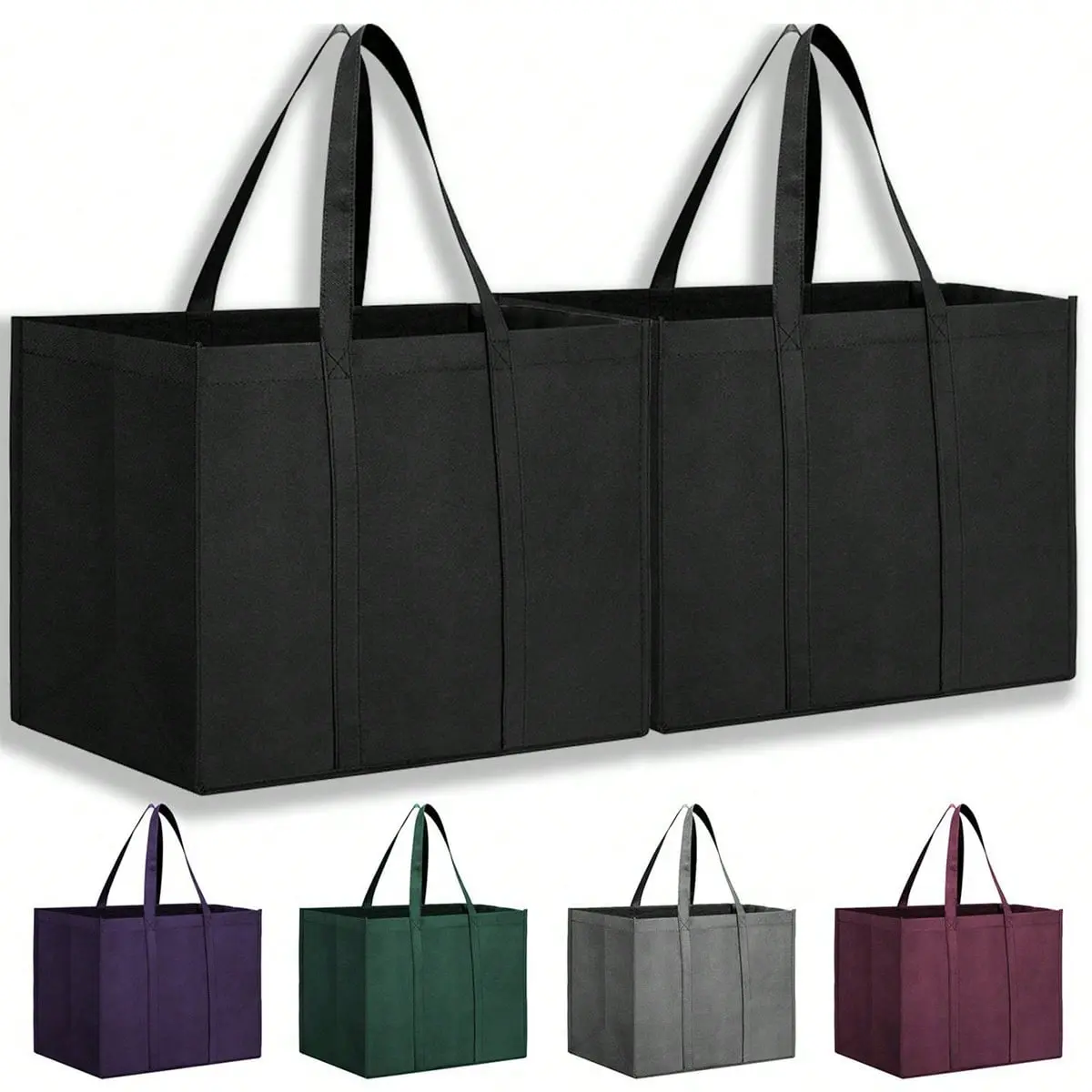 8pcs High-Capacity Lightweight 9.25gal Recycled Cloth Non-Woven Tote Bags with Durable Handles, Anti-Theft Design, Multifunctional Reusable Solution for Grocery Shopping, Car Organization, Multi-Function