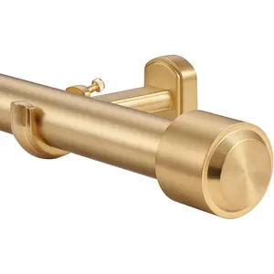 Heavy Duty Curtain Rods, 1 1/8 Inch Diameter Single Curtain Rod 72-144Inch(6-12ft) Extendable Length with End Caps Adjustable Modern Brackets-Warm