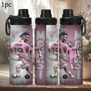 1pc 20/30oz Portable Travel Cup Featuring Dynamic Action Shots of Messi, Large Messi Stainless steel insulated water bottle with Handle, Ideal for Hot & Cold Drinks,tea and cold drinks. It is an ideal gift for fans and at social gatherings