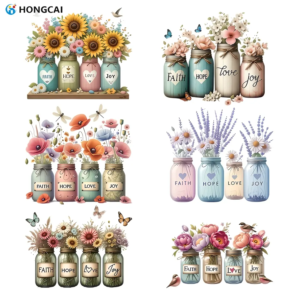 Vibrant Floral Heat Transfer Vinyl Stickers Set, Easy DIY Decorative Films for Clothes & Bags, Perfect Gift Idea, Sticker Packs