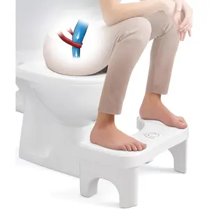 White Toilet Poop Stool, 7 Inch Height Squatting Potty for Adults, Plastic Portable Toilet Stool Squat Adult, Pooping Stools for Bathroom with Freshener Space, Toilet Assistance Steps