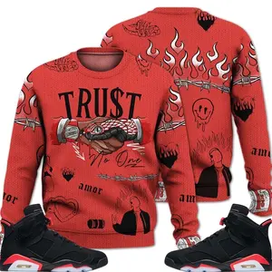 Retro 6 Infrared Outfits, Black Infrared 6s Ugly Sweater, Snake Trust No One Drip Outfits Streetwear Unisex Sneaker Matching Shirts