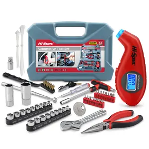 Hi-Spec 65pc Home & Garage Auto Tool Kit Set. Complete Essential Hand Tools for DIY Mechanics Repairs in a Carry Box