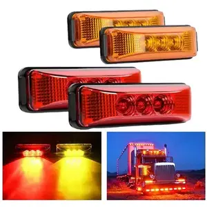 Nilight 3.9 in Amber Red LED Fender-Side Marker Lights - 2-Pair High Brightness IP67 Sealed Housing Trailer Light Kit for Pickups, Trucks