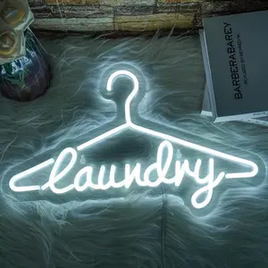 Laundry Letter Design Neon Sign, USB Powered LED Luminous Wall Mounted Neon Light, Decoration Lamp for Home Room Bathroom Laundry Room, Led Neon Lights