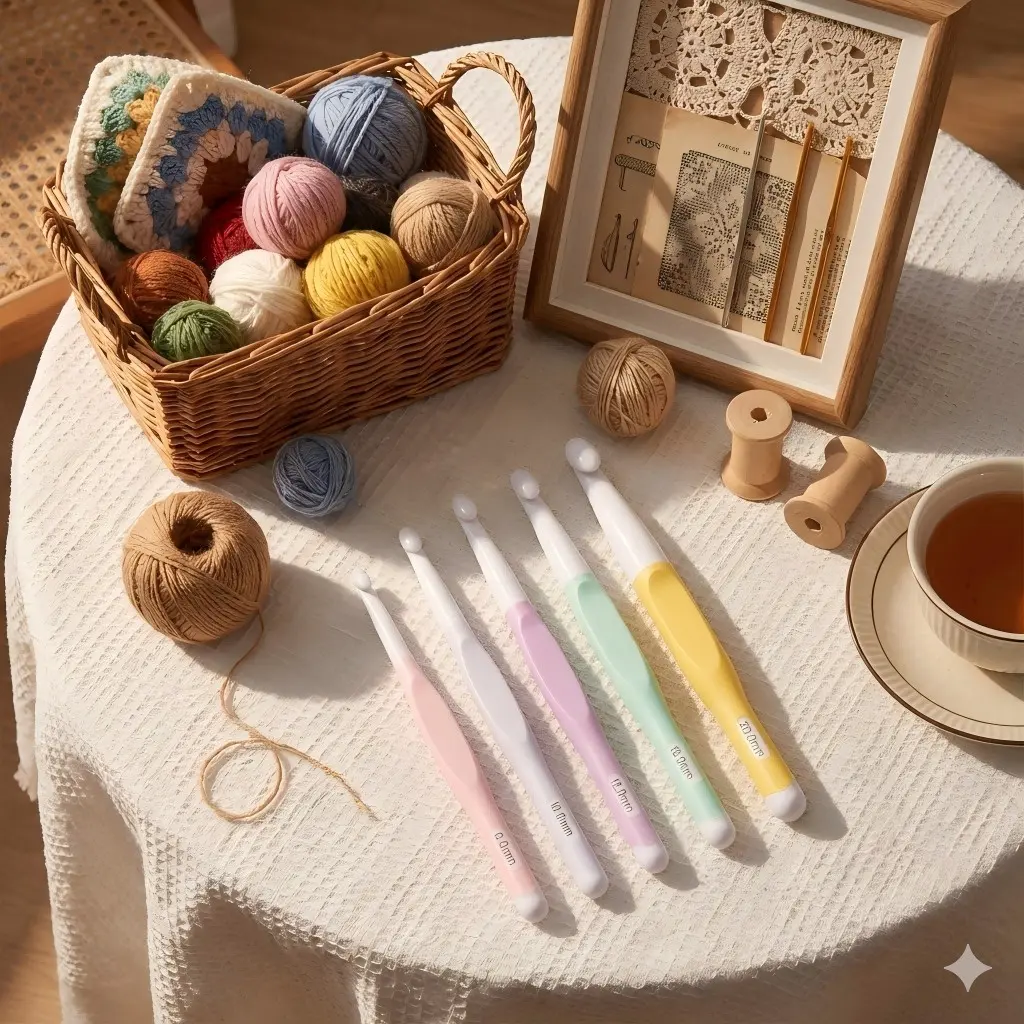 2026 New 5pc Large Crochet Hooks Set, 8mm 10mm 12mm 15mm 20mm Ergonomic Long Hooks, Rubber Handle, for Knitted Blankets Shawls Carpets Scarves, Diy Knitting Supplies, Crochet Tools, Crochet Set Kit