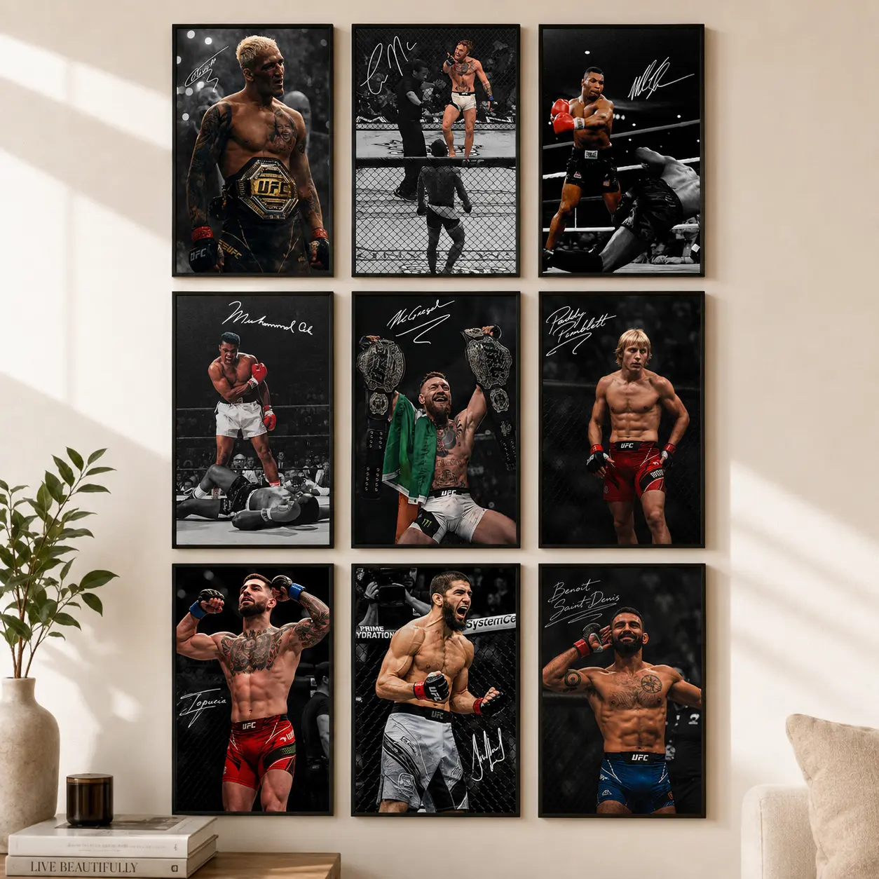 UFC Legends Canvas Wall Art Set-MMA Fighter Poster Collection, Boxing Wall Art Print, Combat Sports Canvas Decor for Bedroom, Gym and Man Cave, Multiple Designs