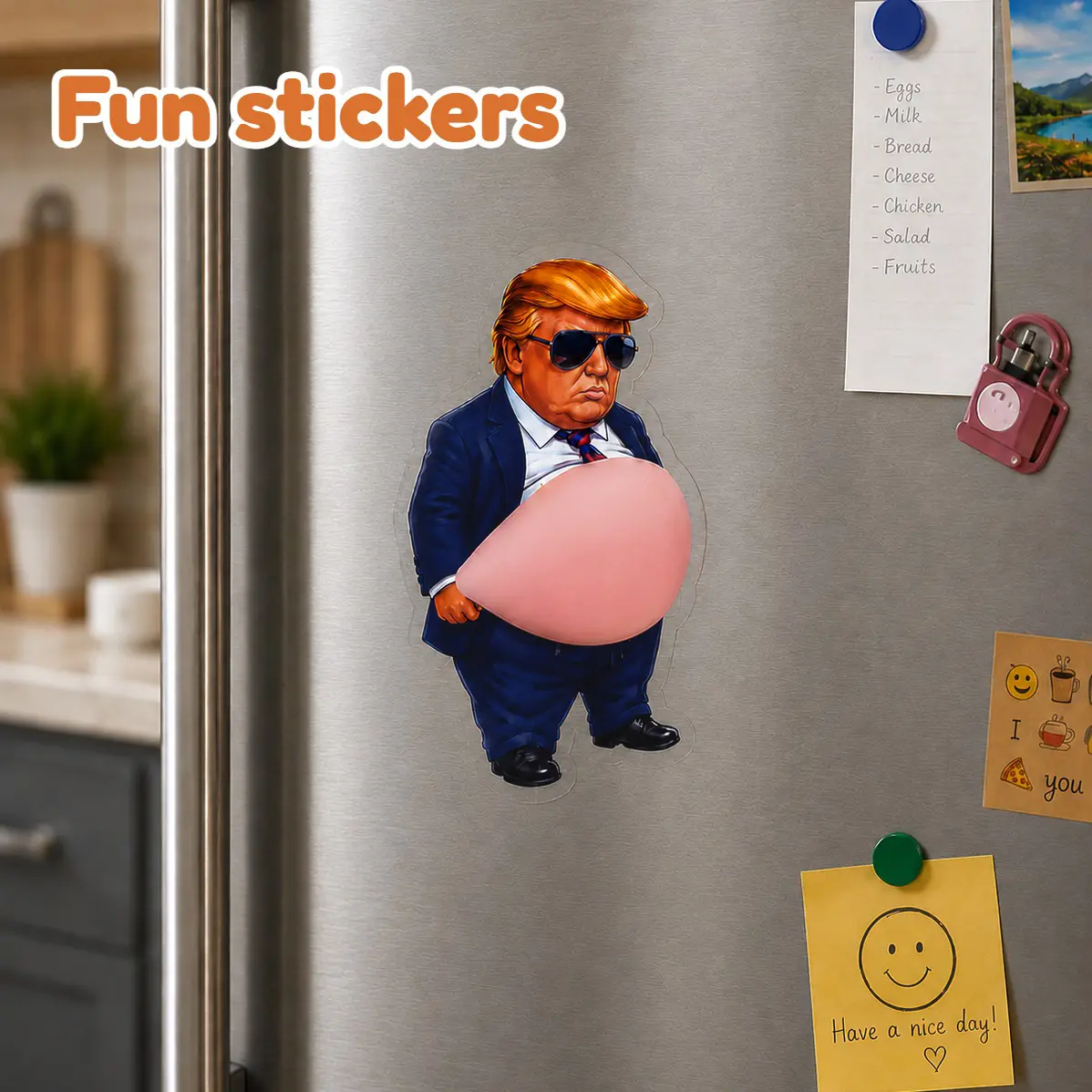 3PCS Trump Funny Stickers - Creative Humorous Emoji Accessories for Scrapbooking - Waterproof Protection for Devices - Political Humor DIY Decorations, Water Proof