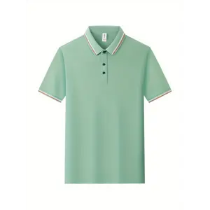 Summer Soft Breathable Short Sleeve T-Shirt for Men & Women - Navy Blue with Red White Stripes, Loose Fit Casual Button-Up Shirt Business Casual, Outdoor, Golf, Hiking Valentine'S Day Fabric Menswear