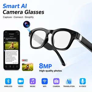 2026 AI Smart Glasses 8MP Camera, Video Recording, Bluetooth Call, IP54 Voice Control for Cycling, Skiing, Hiking & Outdoor Sports