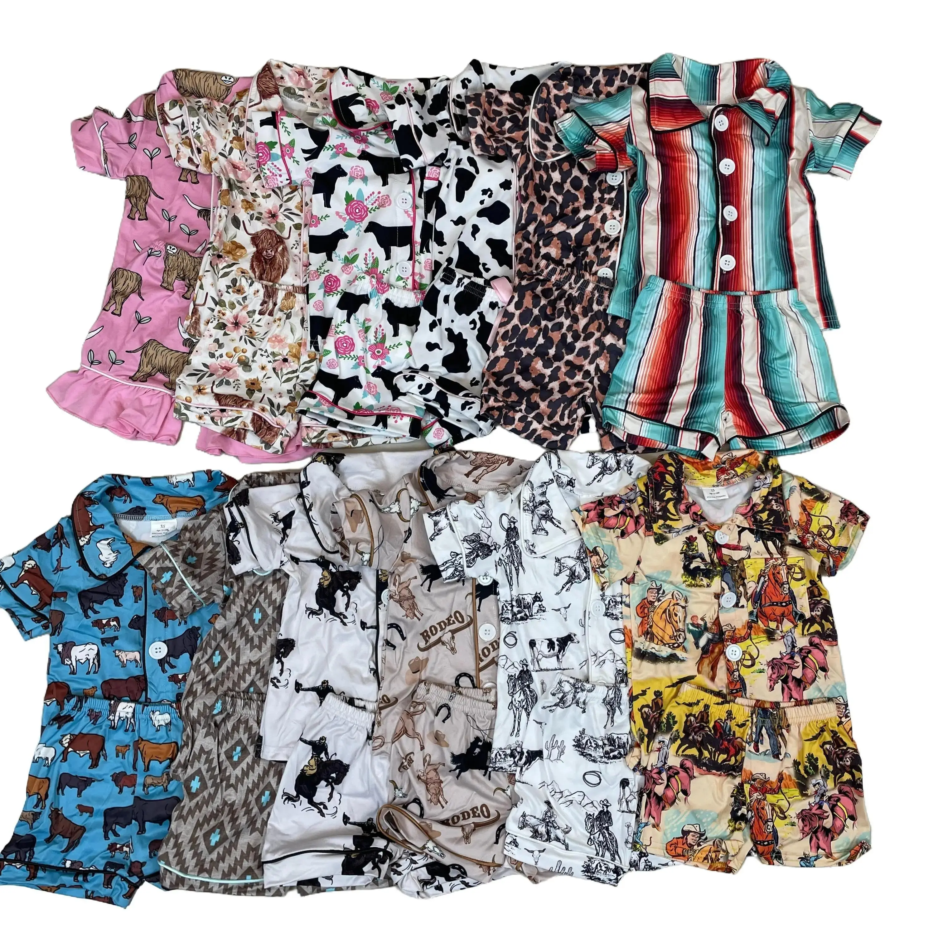 Kids Summer Pajamas Set Boy Summer Sleepwear Western Clothes Boy Summer Clothes