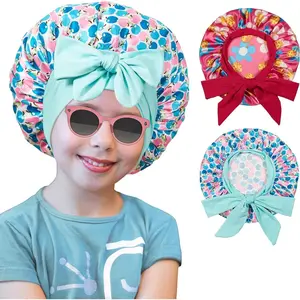 L-B4  2 PCS Kids Bonnets for Girls, Silk Bonnet for Kids, Satin Bonnet for Sleeping, Baby Toddler Tie Bonnet Sleep Cap