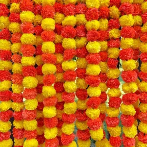 Sacred Marigold Garlands | Artificial Indian Flower Strings for Ugadi, Weddings, Festivals & Home Decor | Vibrant Celebration Decor
