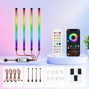 4-Pack 39.37-Inch RGB LED Light Bar Kit, Smart Ambient Light Strips with App & Remote Control, Bluetooth Music Sync, 16M Dimmable Colors, USB Powered for Gaming Room, Kitchen Festive Decorations