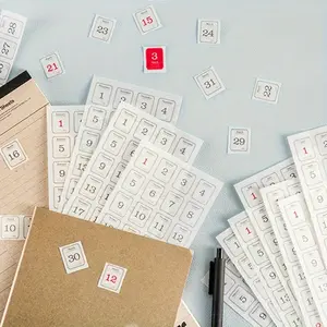 12sheets/set 365 Days Calendar Diy Labels, Diary Stationery Album Journal Planner Self Adhesive Label Month Number Stickers
