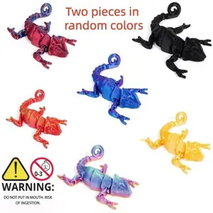 2 Piece Color-Changing Lizard Desktop Toy Set Articulated Figures, Multicolor Snake with Moving Joints, Home Decor & Prank Gift for Boys Girls