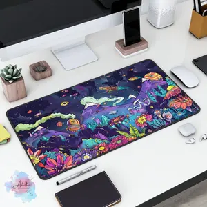 Psychedelic Purple Monster Desk Mat, Cool Alien Mouse Pad, Card Playmats with Zones, TCG Playmat Accessories, Large Mousepad, Gift for Him, Desk Mat Gifts
