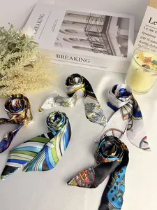 14-24PCS Silk-Like Satin Scarves, Bag Handle Decor Scarf Setwith Unique Patterns