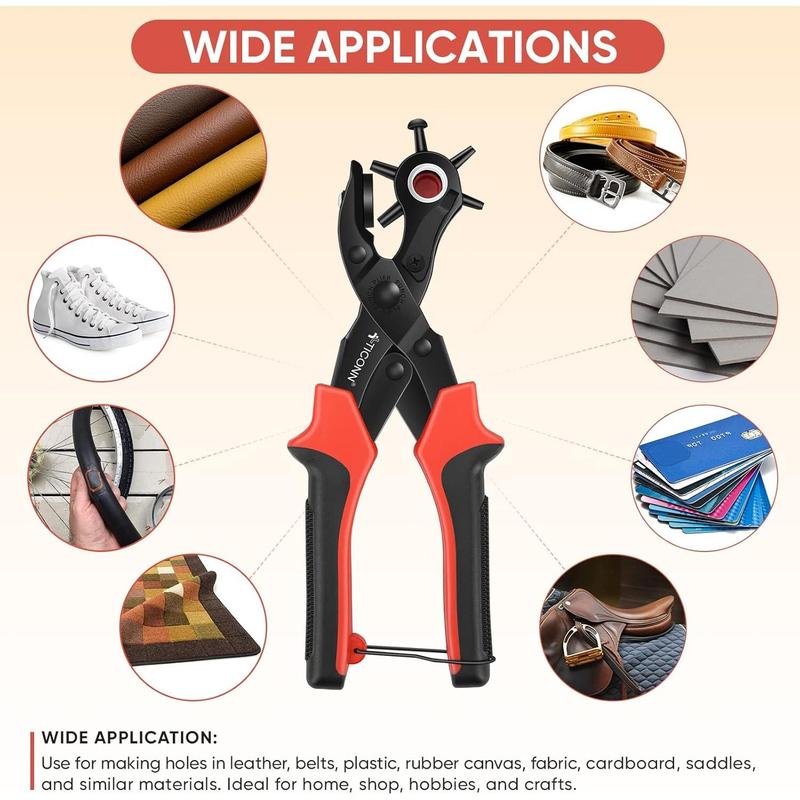 Leather Hole Punch Tool Set, Heavy Duty Multi-Size Hole Puncher Tool for Belts, Watch Bands, Plastic, Fabric