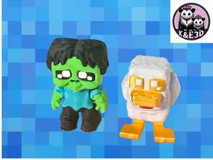 3D Printed Articulated Minecraft Chicken and Jockey Fidget
