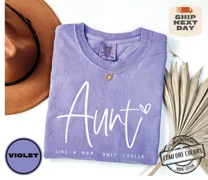 Comfort Colors Aunt Like Mom Only Cooler, Auntie Shirt, Aunt Pregnancy Announcement tshirt, New Aunt T Shirt, Future Aunt , Auntie Cotton Fit Knit Light