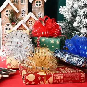24 Pcs Organza Pull Bows Christmas 6 Inch Large Gift Wrapping Ribbon Bows Crafts for Present Wrapping with Ribbon for Gift Baskets Wedding Valentine Party Decor(Multicolor)
