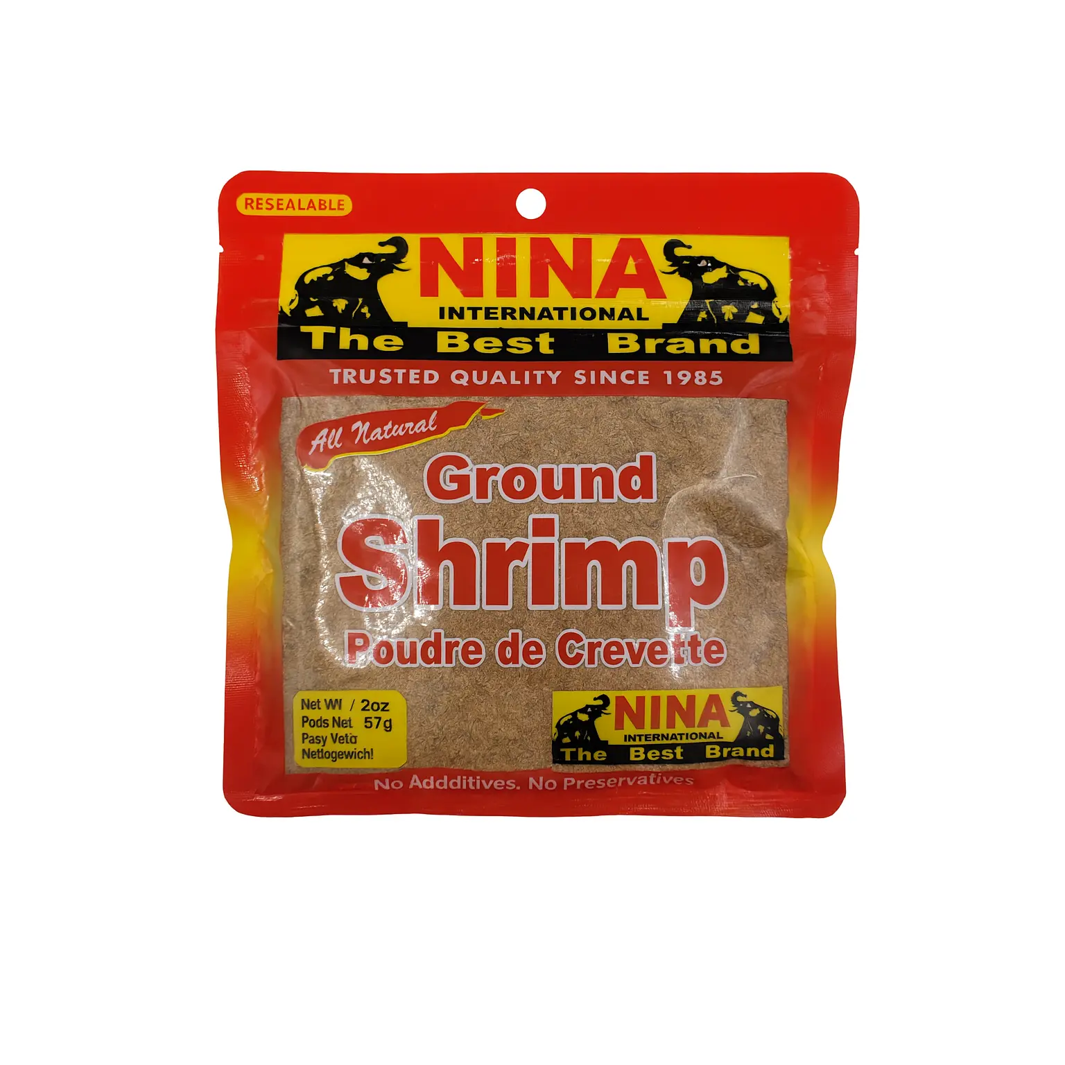 Nina International 2oz Dried Ground Pure Shrimp Powder - Natural Seafood Spice, Shrimp Flavor Spice and Seasoning Blends, Ambient Storage, Soup Flavor Enhancer (Poudre de Crevette, Crevette Seche Moulue, Crayfish)