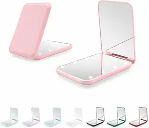 Compact Mirror, 1x/3x Magnification Led Pocket Mirror with Battery Mini Mirror Purse, Pocket Travel and Present (Pink)
