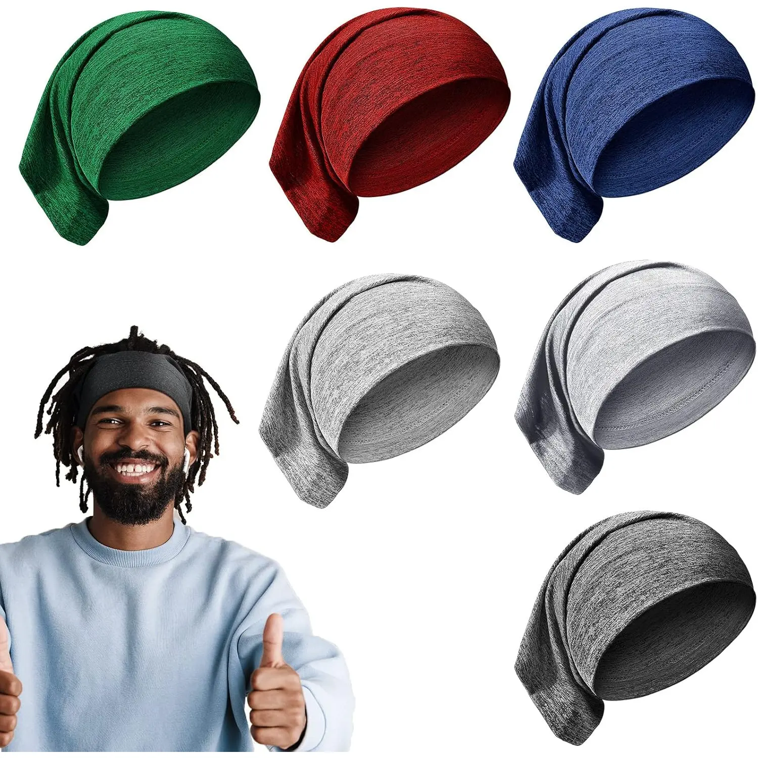 6 Pack Dreadlock Head Wrap Stretch Hair Wrap Tube Scarf for Men Women