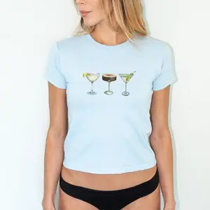 Martini Trifecta Baby Tee, Martini Tshirt, Dirty Martini, Espresso Martini Print, Y2K Baby Tee, Martini Print Shirt
