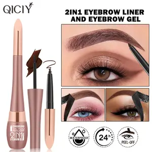 2-in-1 Peel-Off Eyebrow Tint & Pencil - Waterproof 24H Long-Lasting Eyebrow Gel, Natural/Defined Brows,Tattoo eyebrow pencil