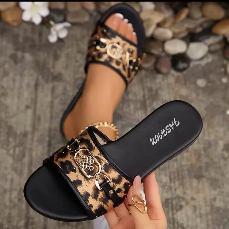 Slipper Sandals Lightweight Leopard Pattern