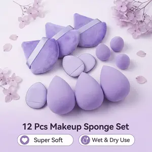 Makeup Sponge Set, 12pcs Versatile Soft Powder Puffs & Beauty Blenders for Liquid Foundation, Loose Powder, Concealer, Cream, Makeup Tool