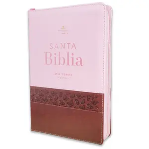 Biblia para Mujer con Cierre Letra Gigante Manual 14 puntos RV1960 imit piel duotono rosa y cafe mariposas con indice