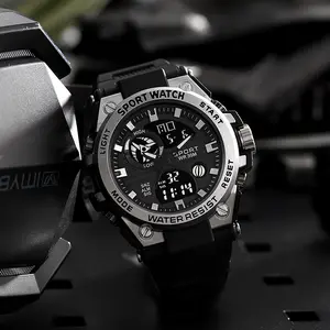 Men's digital watch, quartz watch, multi-color luminous watch, versatile and stylish for business, outdoor, and sportswear, with a stainless steel dial.