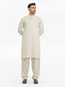 Edenrobe Men's Cream Kurta Shalwar - EMTKS24S-41135 NY(F11)