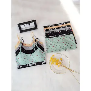 4 Sets in a Pack of Cotton Girls' Bra and Panty Set Suitable for 7-12 Years Old