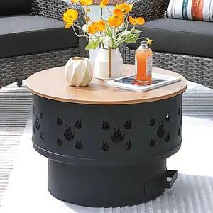 Ovios 25.39'' Round Fire Pit, Steel Wood Burning Fire Pit with Spark Screen & Fire Poker, Outdoor Patio Backyard Garden Fire Bowl for Deck, Porch, Camping