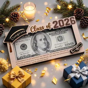 2026 Graduation Gifts Money Holder, Wooden Money Holder for Cash Gifts Graduation, Class of 2026 Graduation GiftsCollege University Graduates Holiday Birthday Gifts  for Her Him